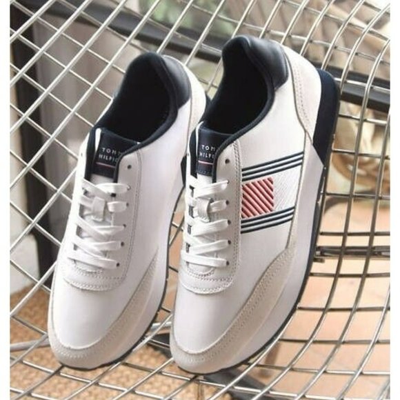 Tommy Hilfiger Other - NEW TOMMY HILFIGER Men's Running Flag Style Sneakers White Size 10 US(43-EU)
